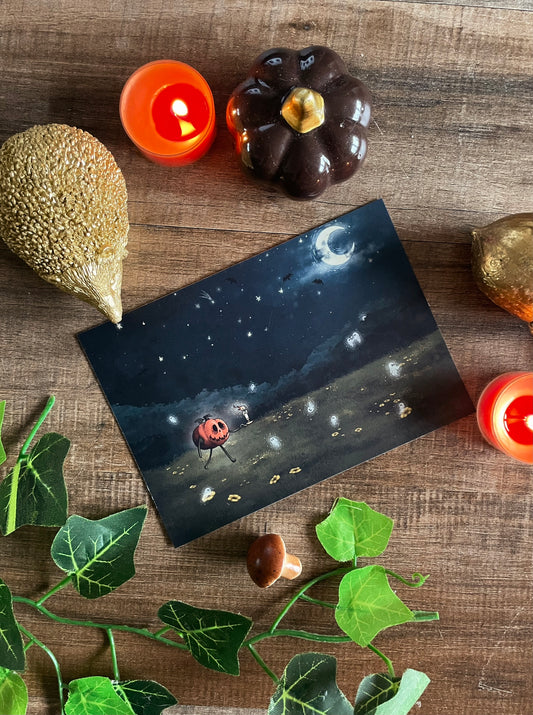 Pumpkin In Field - Postcard