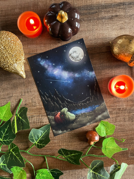 Gunther And Pumpkin Stargazing - Postcard