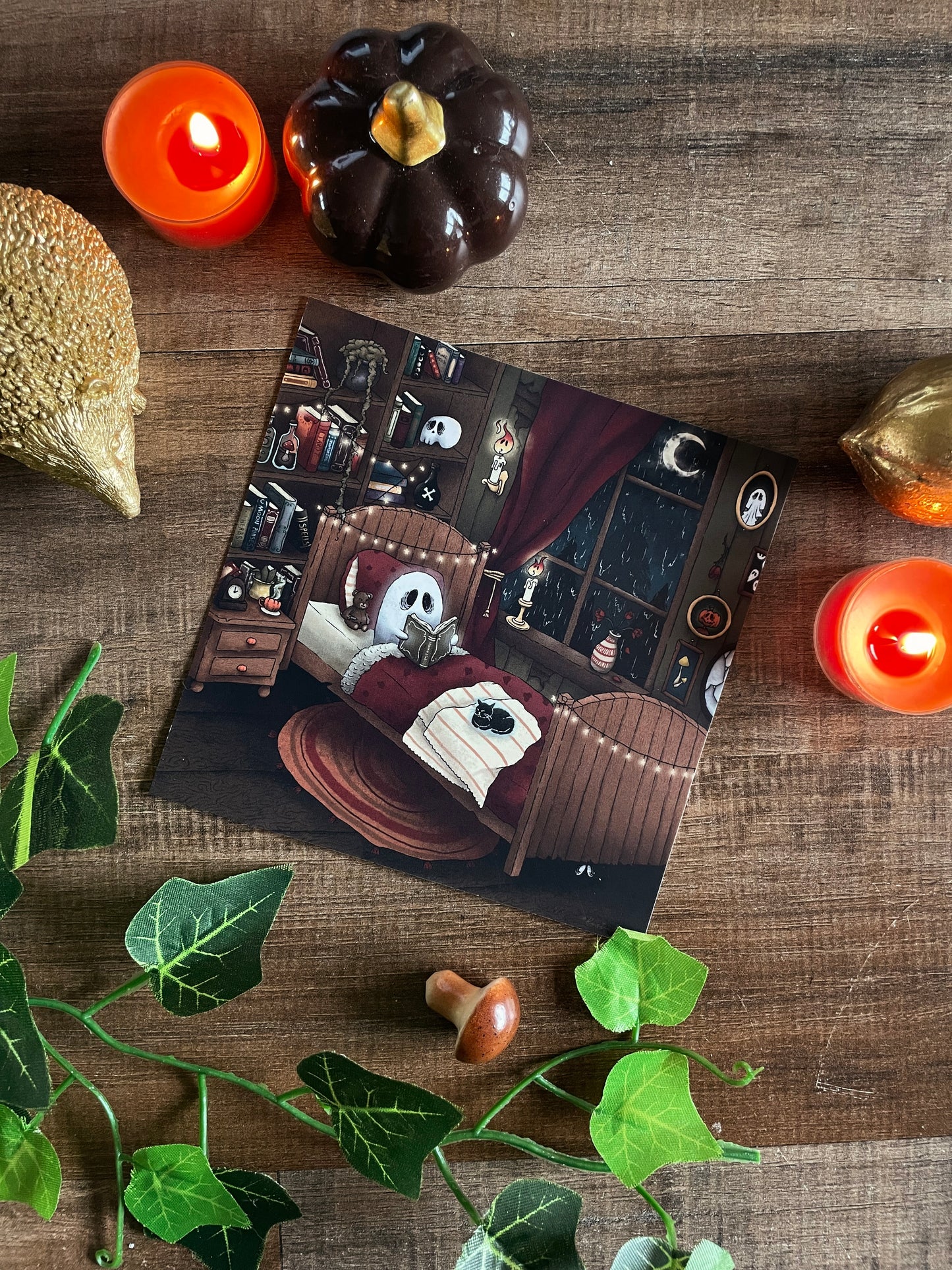 Cozy Reading Ghost - Square Print