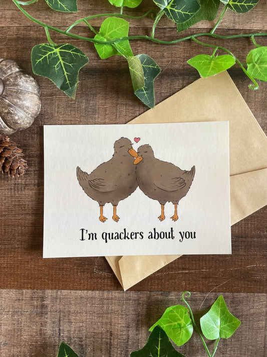 I'm Quackers About You - Postcard