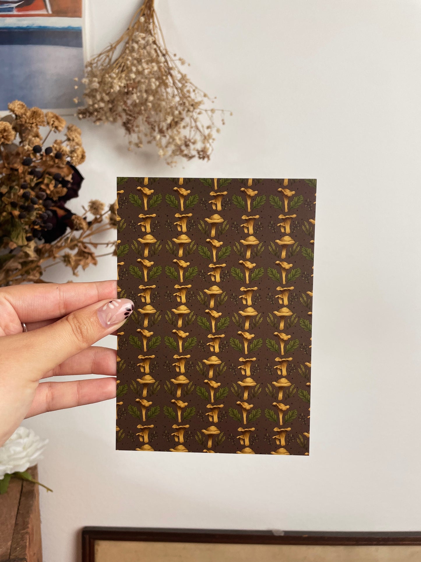 Chanterelle Mushroom Pattern - Postcard