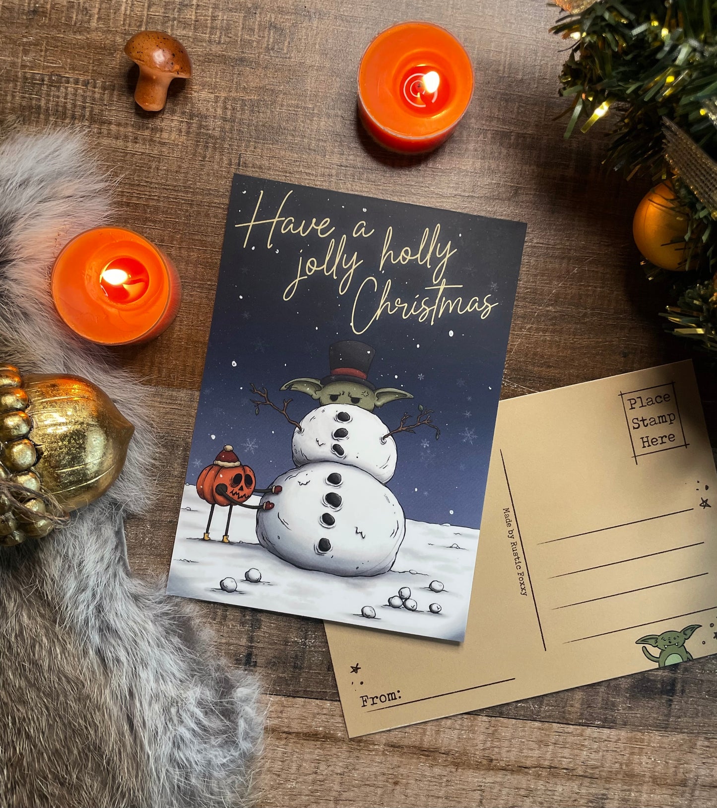 Jolly Holly Christmas - Postcard