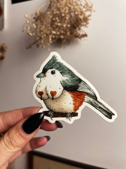 Birdlesque Tufted Tit Mouse Sticker