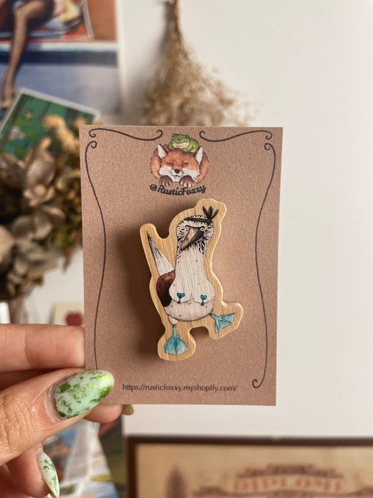 Blue Footed Boobie - Wooden Pin