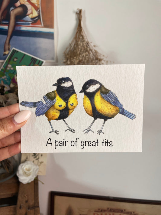 A pair of great tits - Card